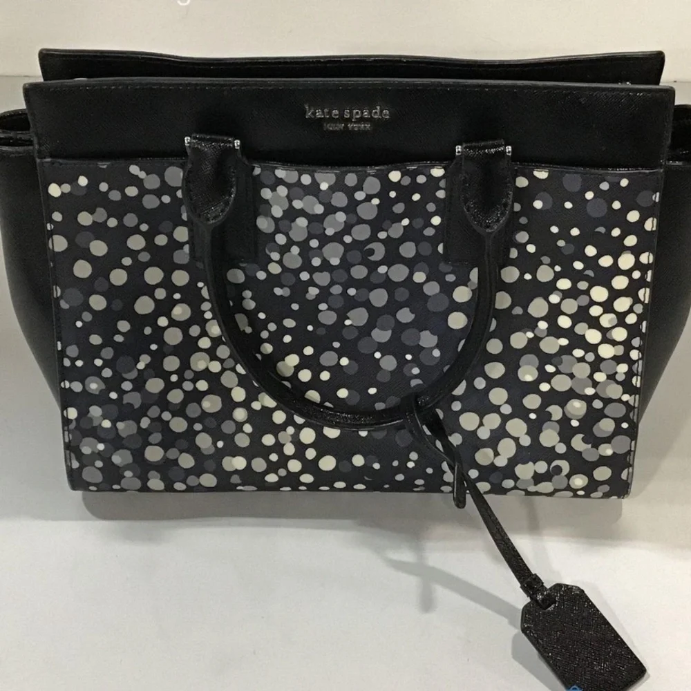 Women’s Kate Spade Black and Gray Polka Dot Satchel Bag